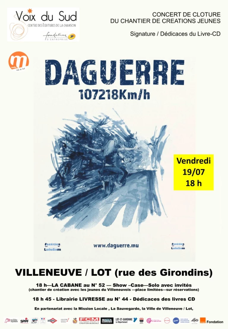 Rappel: Soirée avec Daguerre à La Cabane et Livresse le 19 juillet !